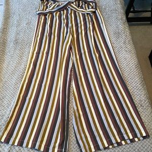 June & Hudson Wide-Leg Colorful Striped Trousers